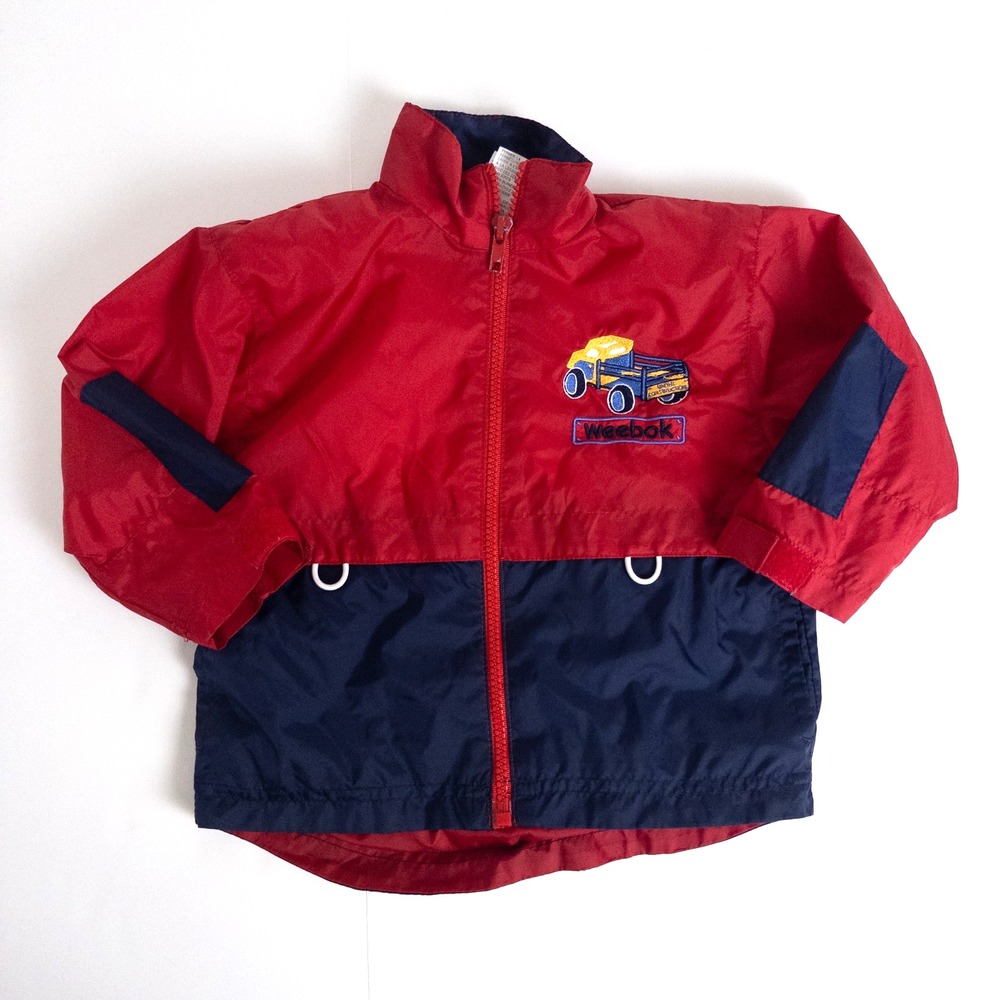 Weebok by Reebok Windbreaker Jacket Toddler 18M Red‎ Navy Blue Truck Vintage Y2K